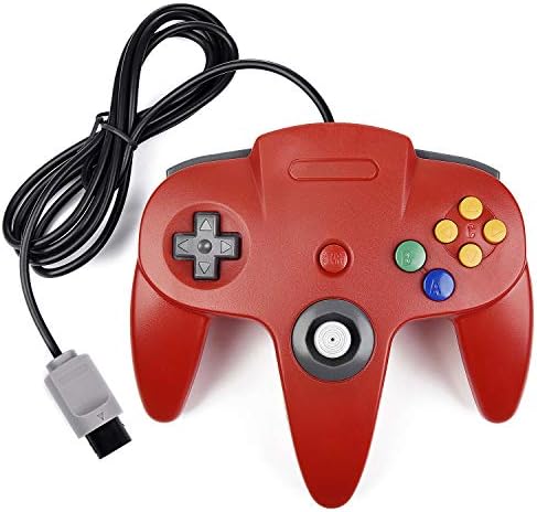 miadore 2x N64 Vezérlő, Klasszikus Vezetékes Játékvezérlő a Nintendo N64 Konzol (Fekete+Piros)