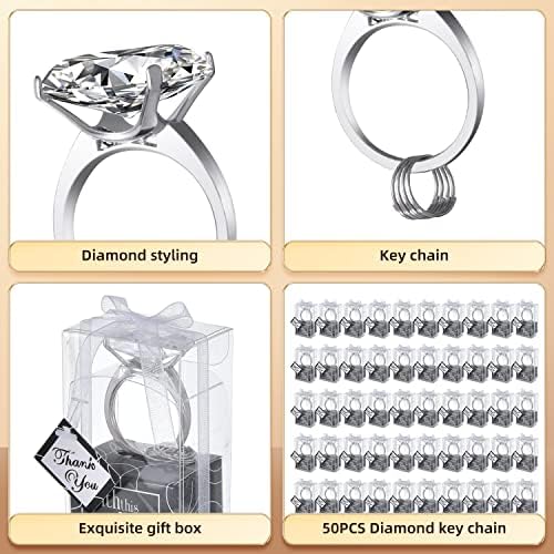 50 Darab Gyémánt Gyűrű Kulcstartó Alkalmas esküvői ajándékok, Esküvői Ajándékok, Dekorációk, valamint Ajándéktárgyak