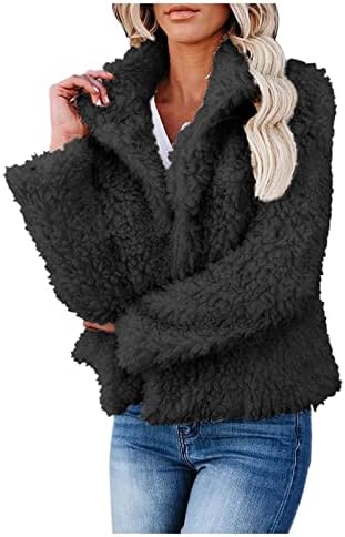 OVERMAL Kabátok Női Alkalmi Gyapjú Fuzzy Ál Shearling Meleg Téli Outwear Kabátok Bozontos Szőrzet