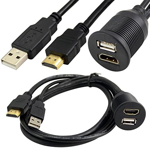 BLUEXIN 3Ft Autó Dash süllyeszthető USB 2.0-HDMI Video Hosszabbító Kábel Vezető Adapter M/F