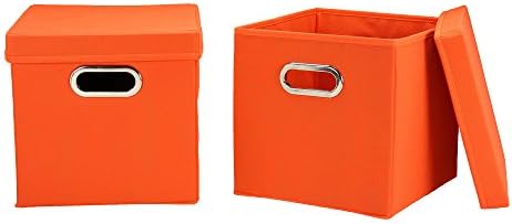Háztartási Essentials 32-1 Dekoratív Tároló Kocka Szett Cserélhető Fedelek | Narancs | 2-Pack