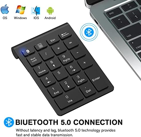 cimetech Bluetooth Numerikus Billentyűzet, 22-Kulcsok Vezeték nélküli Szám Pad adatbevitel, Hordozható Multi-Function