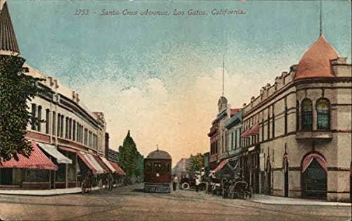Santa Cruz Avenue Los Gatos, Kaliforniai CA Eredeti Antik Képeslap