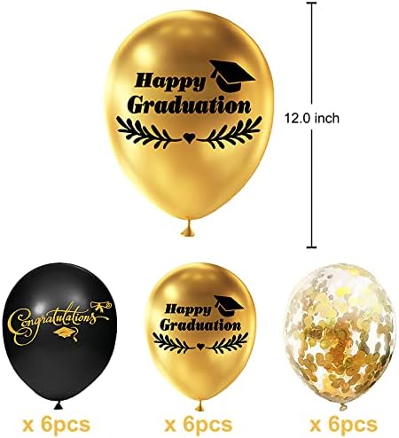 44PCS 2023 Érettségi Party Dekoráció Készlet, Fekete Arany Osztály 2023 Congrats Grad Fél Banner | Léggömb | Torta Toplisták|