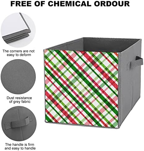 Karácsonyi Kockás Összecsukható Anyag Tároló Kocka Box 11 Inch Összecsukható Tárolók fogantyúval