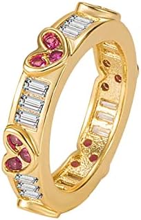Yistu Divat Gyűrű a Nők Gyémánt Piros Szív Gyűrű, Arany Rózsa Vörös Szerelem Gyűrű Gyűrű, Ékszerek (C, Méret)