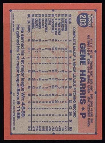 1991 Topps 203 Gén Harris Seattle Mariners (Baseball Kártya) NM/MT Mariners
