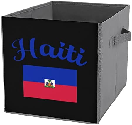 Haiti Zászló Nagy Kockákra Tárolók Összecsukható Vászon Tároló Doboz, Szekrény Szervezők a Polcok